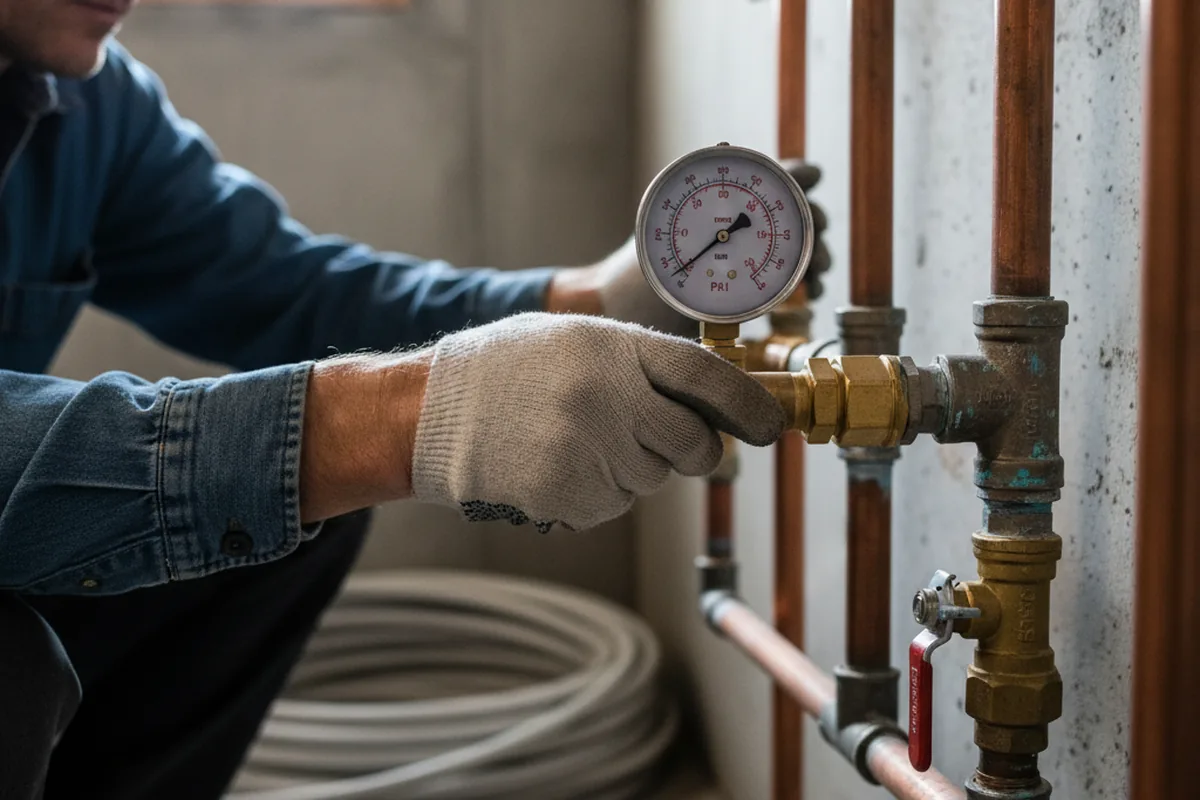 Pressure testing a repaired line during Water Line Repair in Porter Ranch